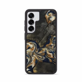 Anti Spy Film Anti Finger Smudge Galaxy S25 Wood Phone Case - Myranda (Teal & Gold, 781701)