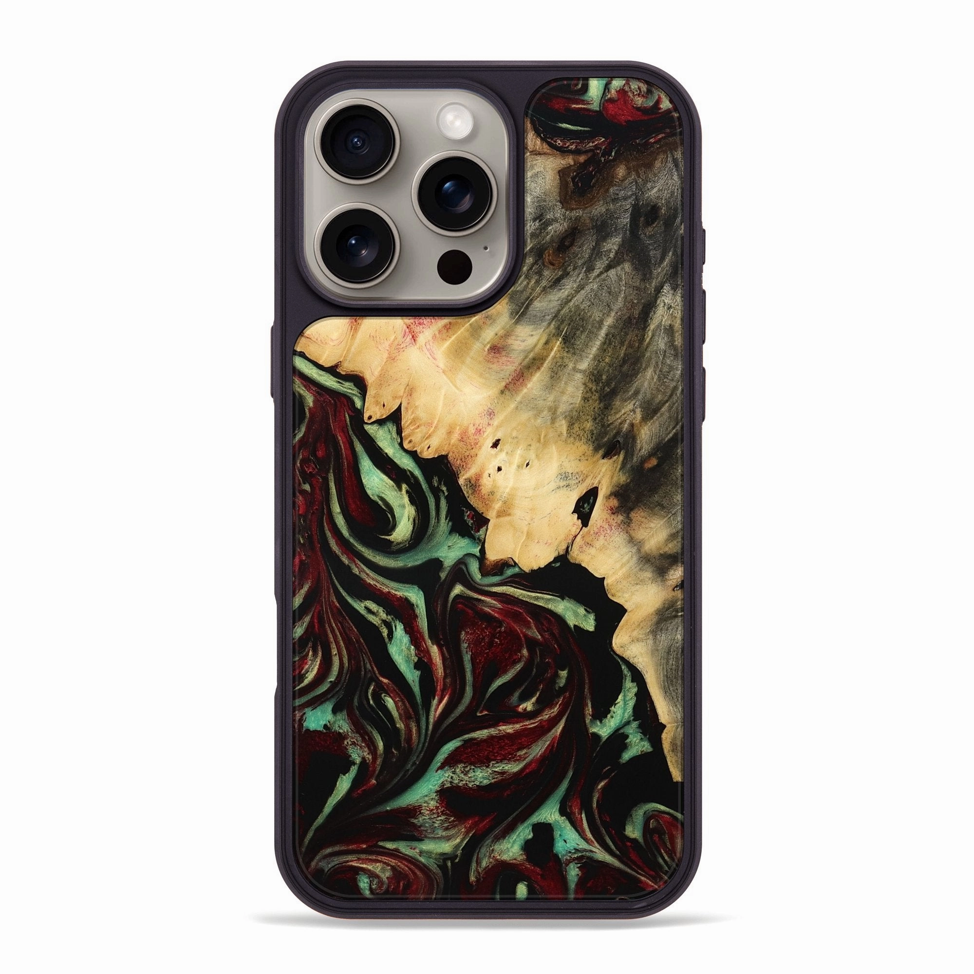 Iphone 16 Pro Max Wood Phone Case - Leonora (Red, 772539) Anti Finger Mark Film Anti Blue Light