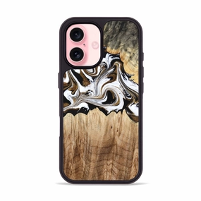 Iphone 16 Wood Phone Case - Arleen (Black & White, 776236) Anti Fingerprint Coating