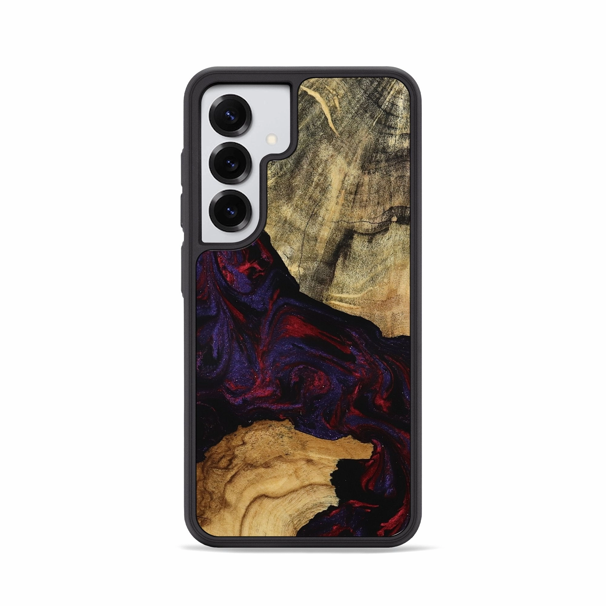 Raised Edges Tempered Screen Protector Galaxy S25 Wood Phone Case - Azriel (Red, 771134)