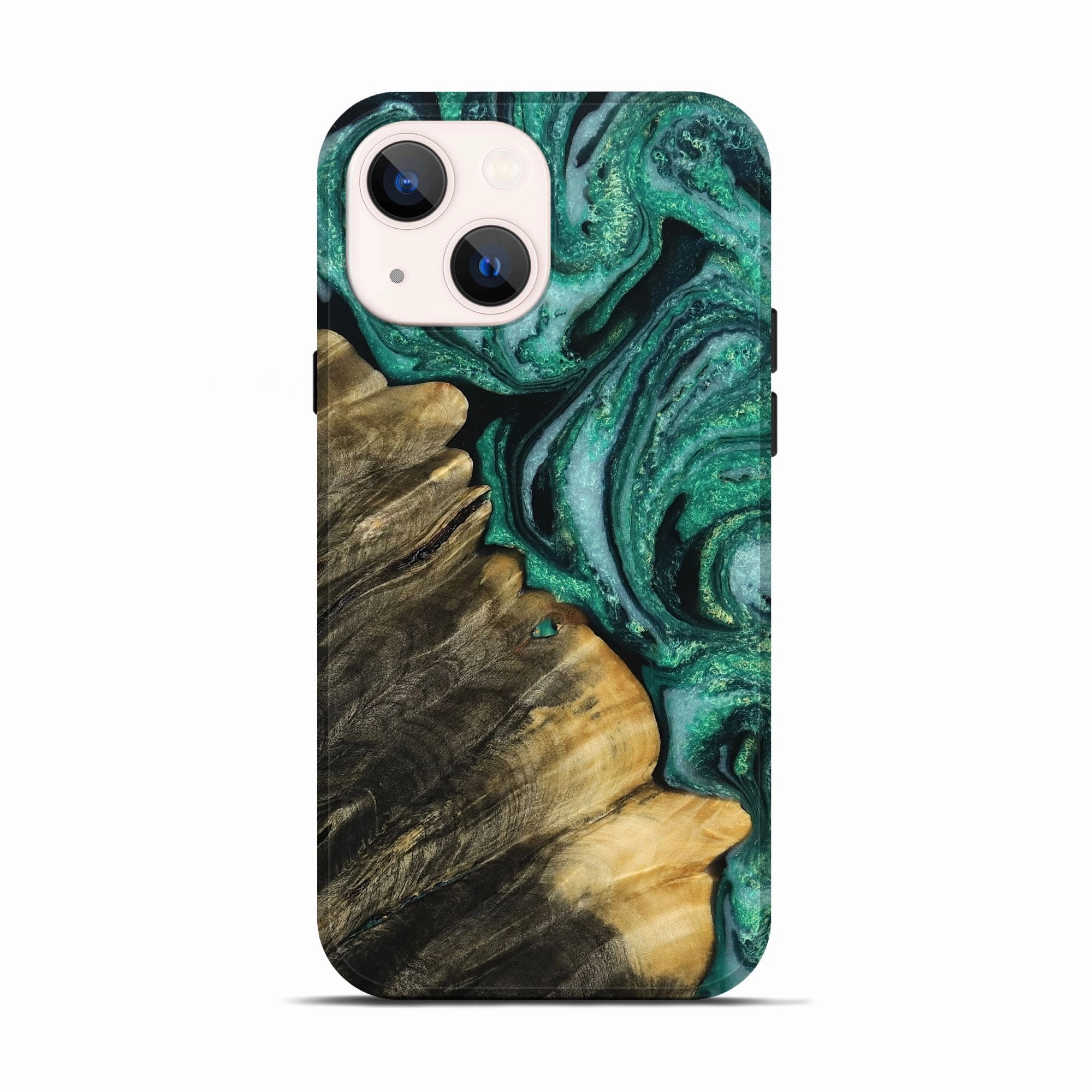 Iphone 13 Wood Live Edge Phone Case - Brody (Green, 778509) Anti Reflection Coating