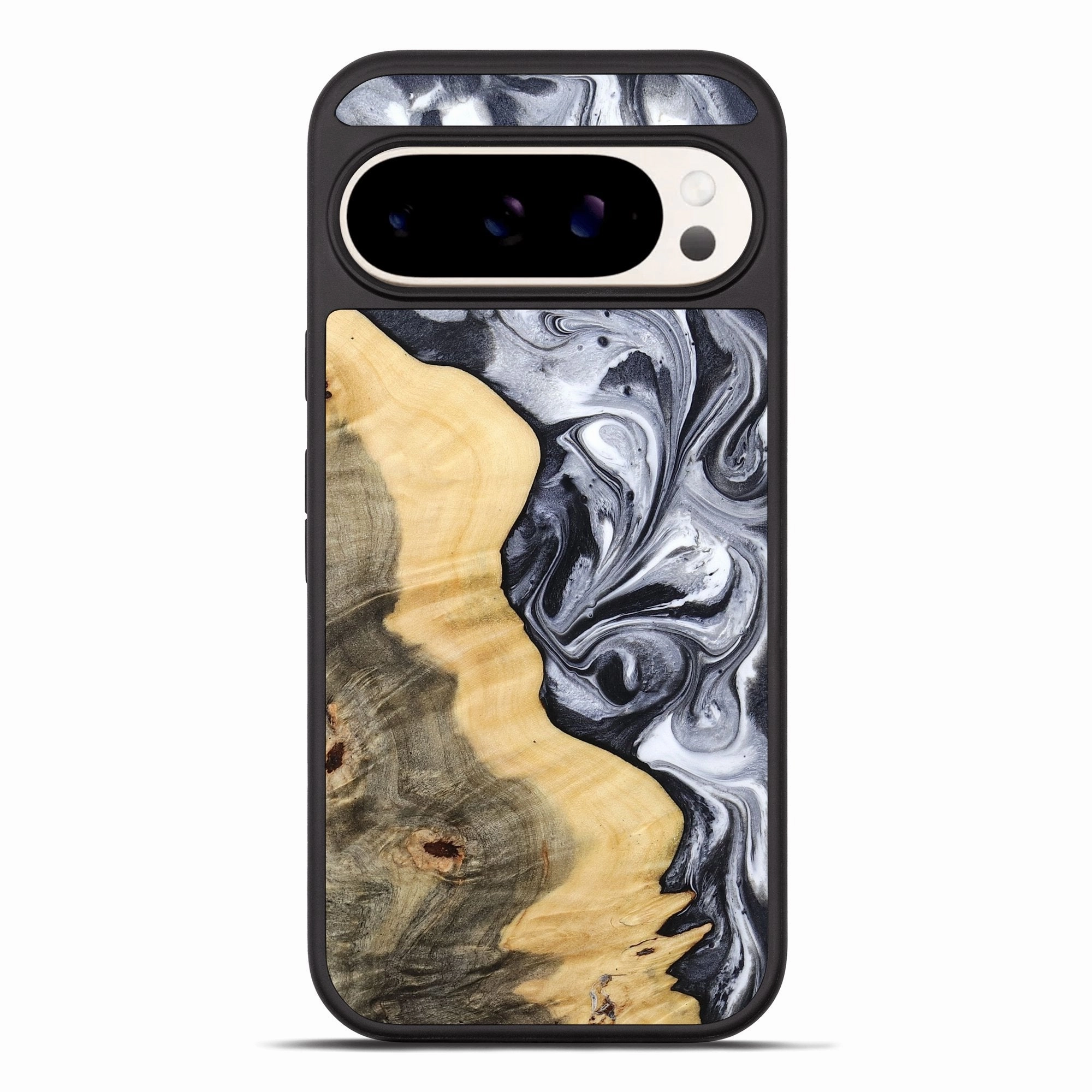 Pixel 10 Pro Xl Wood Phone Case - Sena (Black & White, 781629) Anti Finger Streak Scratch Resistant Coating