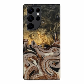 Anti Fingerprint Screen Drop Resistant Galaxy S22 Ultra Wood Live Edge Phone Case - Kalie (Black & White, 778504)