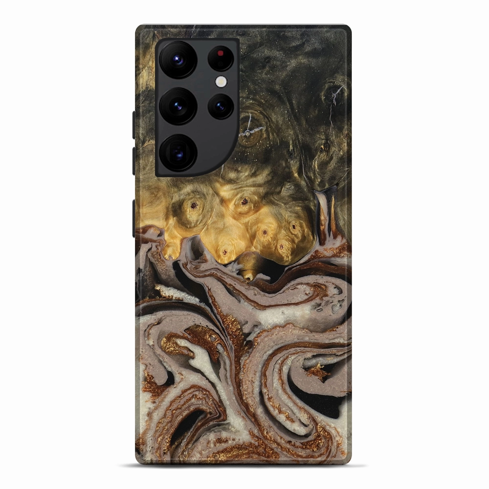 Anti Fingerprint Screen Drop Resistant Galaxy S22 Ultra Wood Live Edge Phone Case - Kalie (Black & White, 778504)