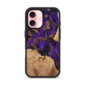 Iphone 16 Wood Phone Case - Hailee (Purple, 775673) Anti Fingerprint Screen Case Friendly Glass