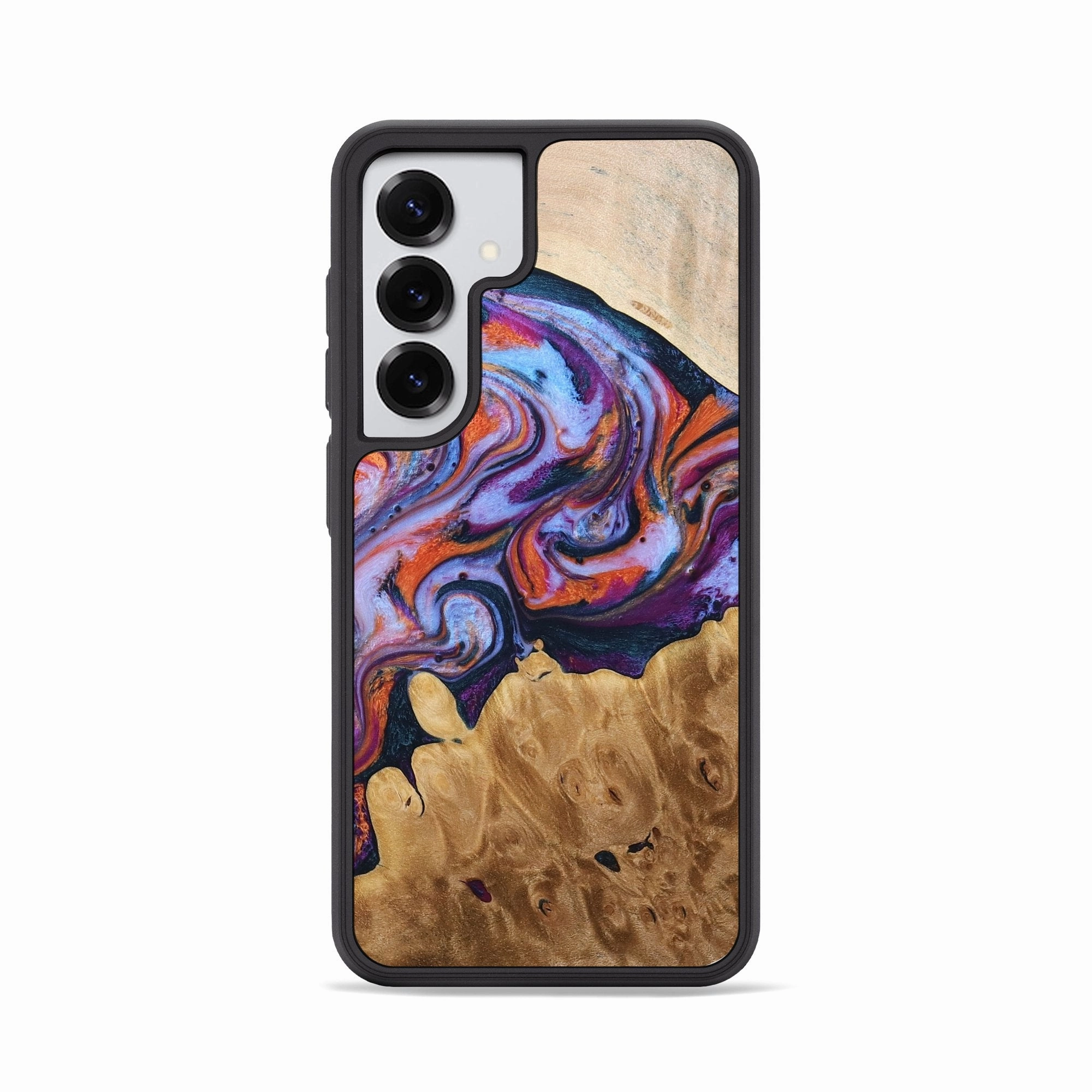 Galaxy S25 Wood Phone Case - Aries (Blue, 775105) Tempered Screen Protector