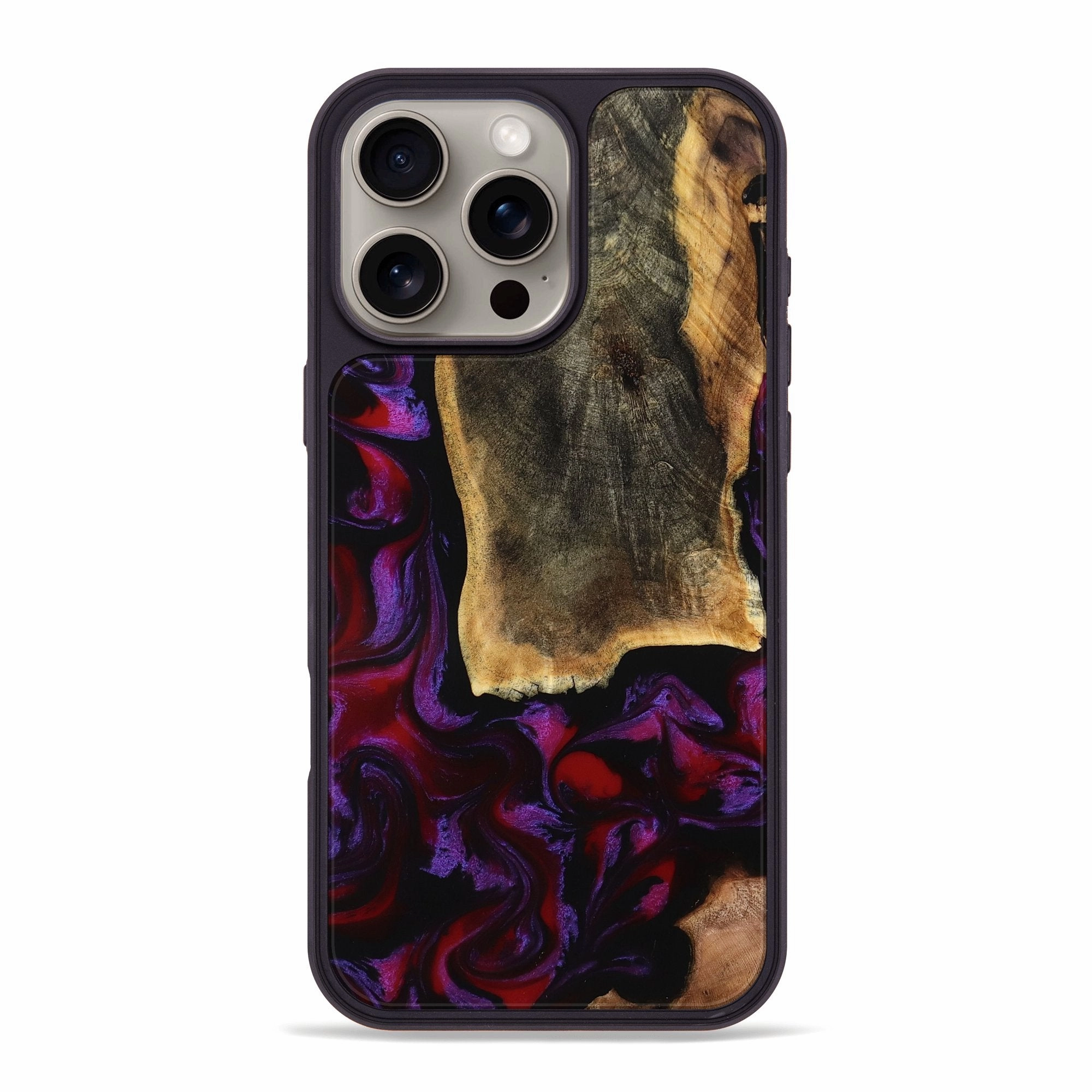 Iphone 16 Pro Max Wood Phone Case - Susanne (Purple, 763994) Anti Finger Mark Film Ultra Slim Protector