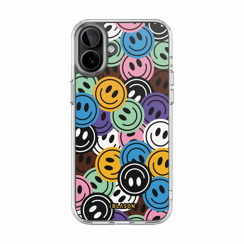 Iphone 16 Halo Magsafe Cute Phone Case - Rainbow Smiles Screen Defense Anti Yellowing Screen