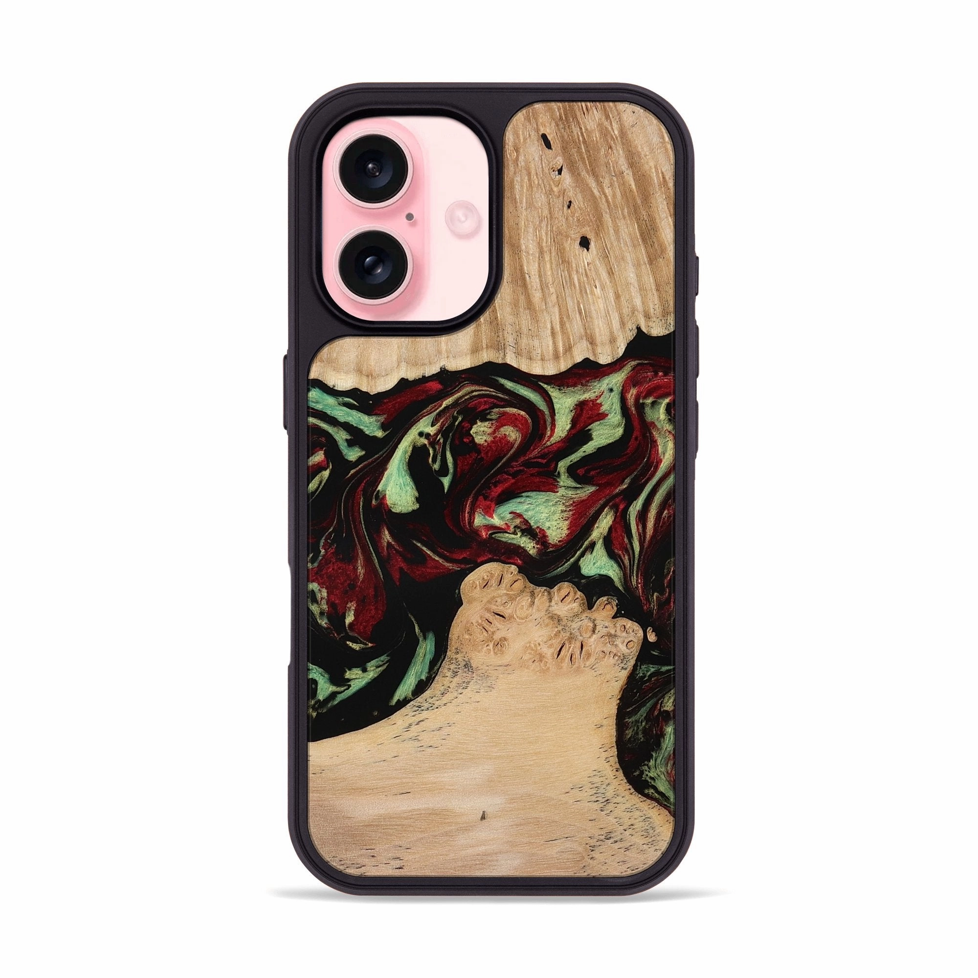 Iphone 16 Wood Phone Case - Jordon (Red, 773831) Shock Absorption Oleophobic Coating