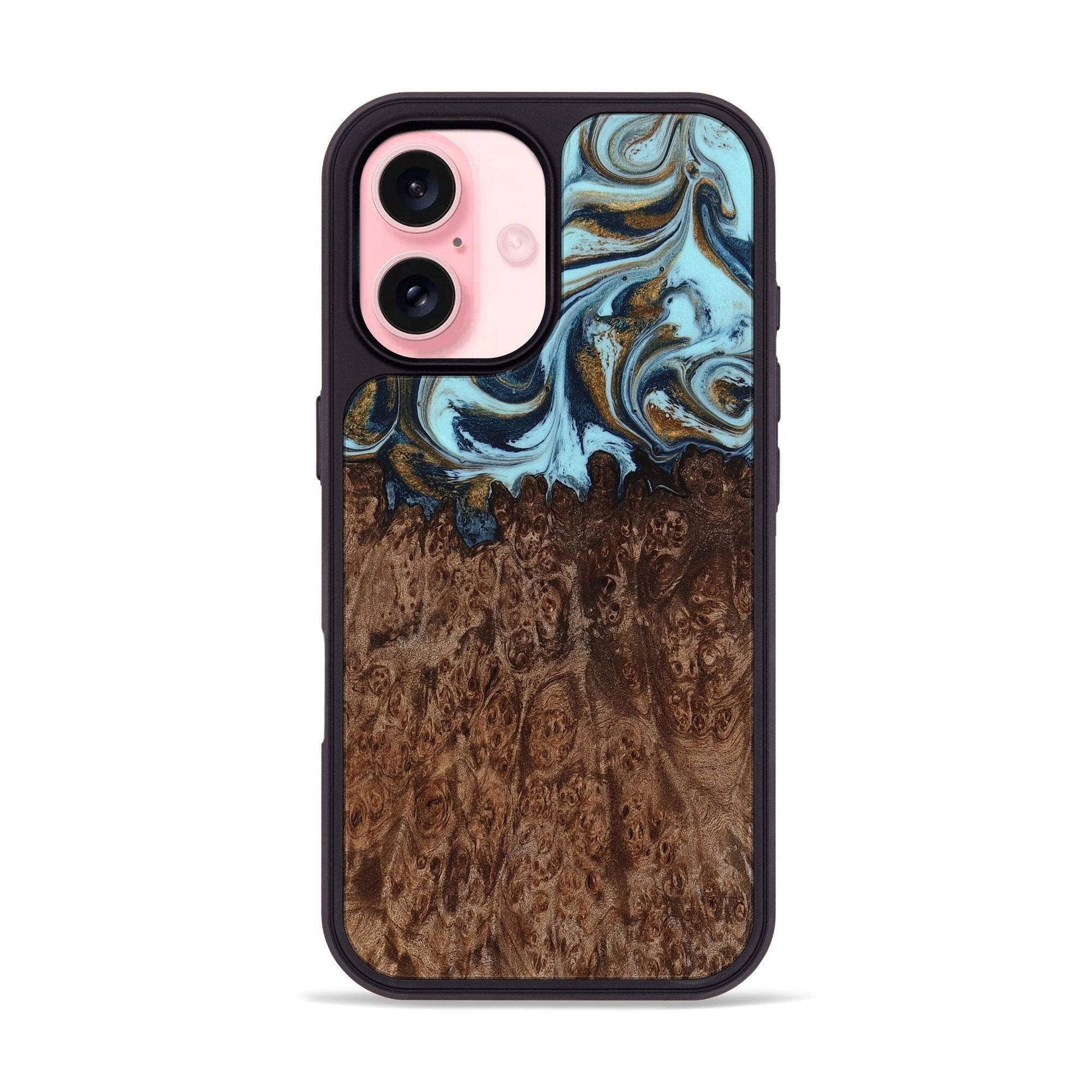 Iphone 16 Wood Phone Case - Josue (Teal & Gold, 769989) Fingerprint Repellent