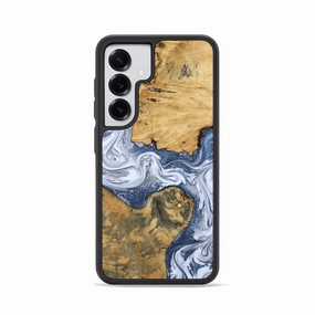 Galaxy S25 Wood Phone Case - Zana (Blue, 781782) Anti Scratch Coating Screen Guard