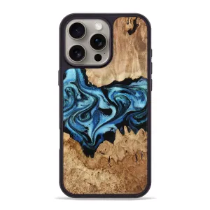 Iphone 16 Pro Max Wood Phone Case - Maurine (Blue, 776204) Anti Reflection