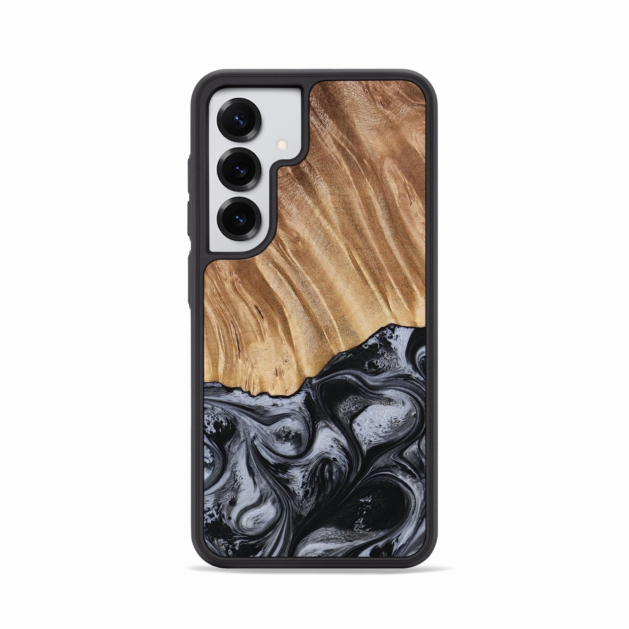 Anti Fingerprint Screen Galaxy S25 Wood Phone Case - Leilani (Black & White, 778321)