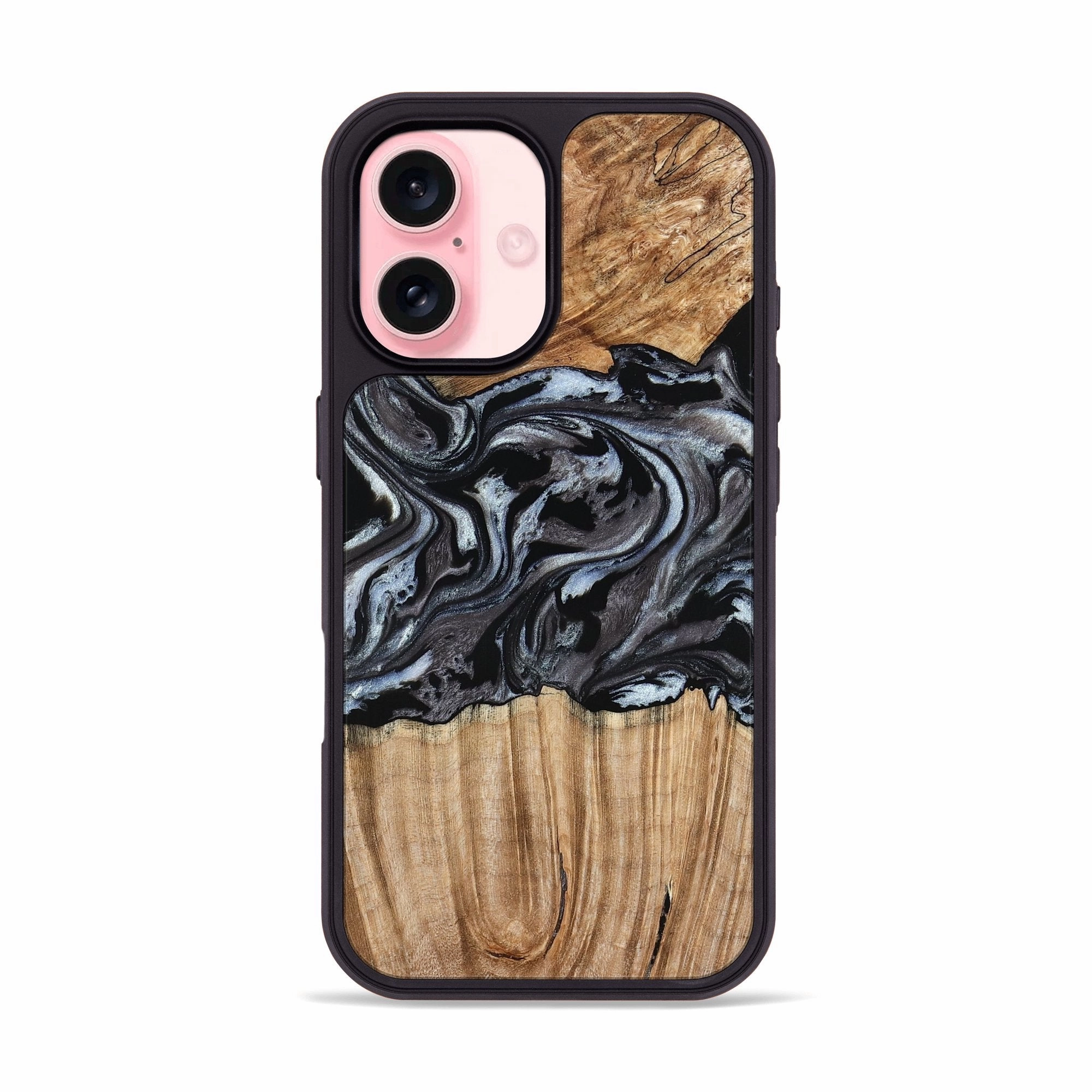 High Transparency Anti Finger Smudge Film Iphone 16 Wood Phone Case - Luz (Black & White, 776633)
