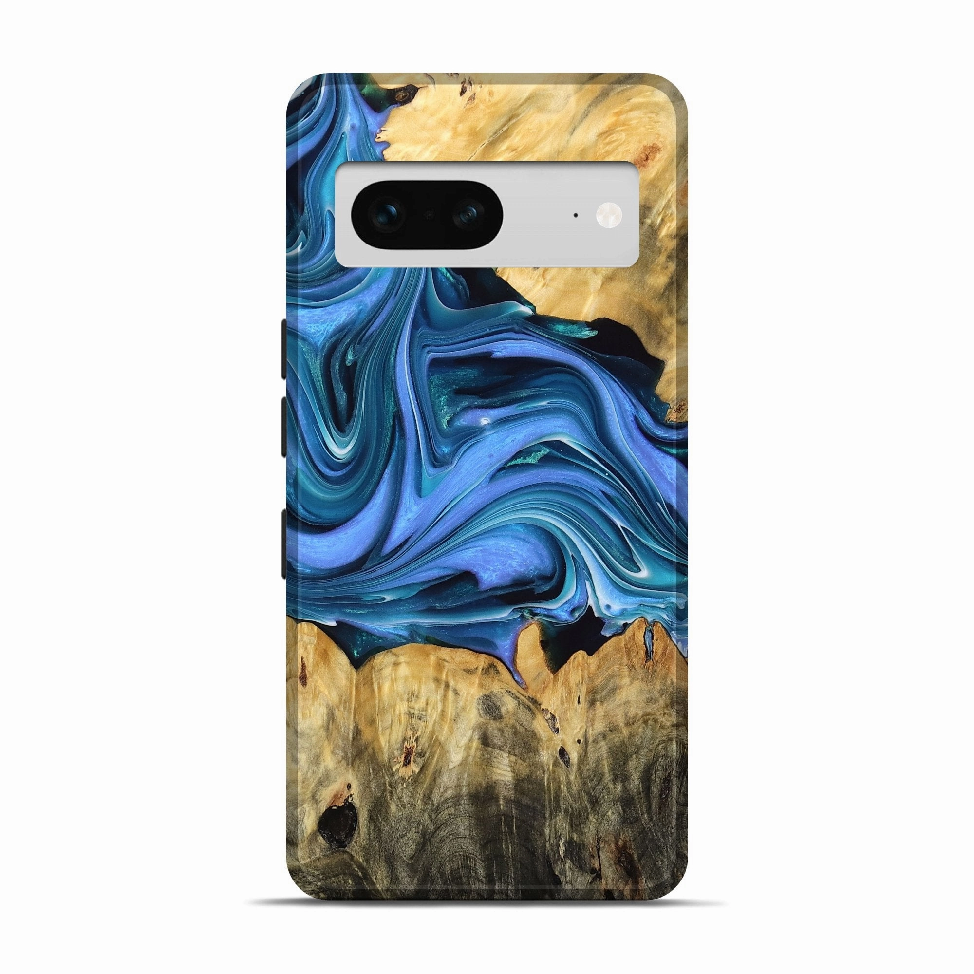 Pixel 7 Wood Live Edge Phone Case - Lisa (Blue, 768265) Easy Apply