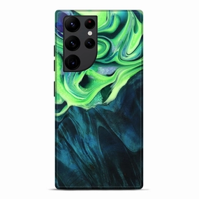 Galaxy S22 Ultra Wood Live Edge Phone Case - Vicki (Green, 781468) Ultra Thin Anti Finger Oil
