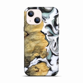 Iphone 13 Wood Live Edge Phone Case - Tameka (Black & White, 781244) Anti Reflection Coating