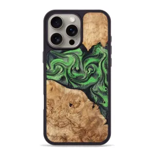 Anti Spy Film Rounded Edges Iphone 16 Pro Max Wood Phone Case - Eliel (Green, 777772)