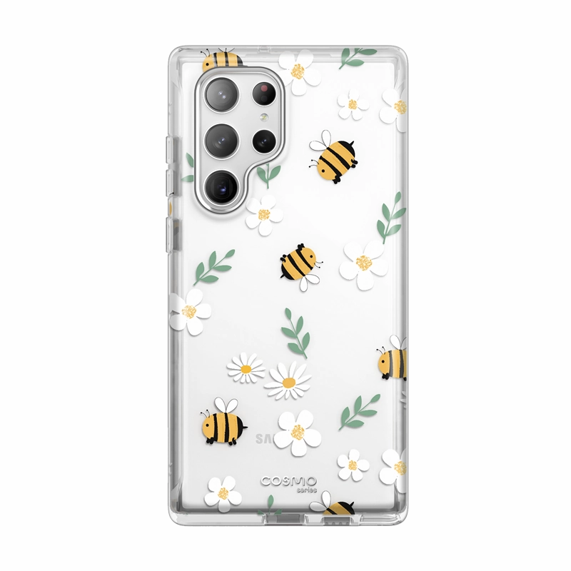 Oleophobic Coating Galaxy S23 Ultra Cosmo Case-Flowers/Bees