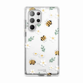 Oleophobic Coating Galaxy S23 Ultra Cosmo Case-Flowers/Bees
