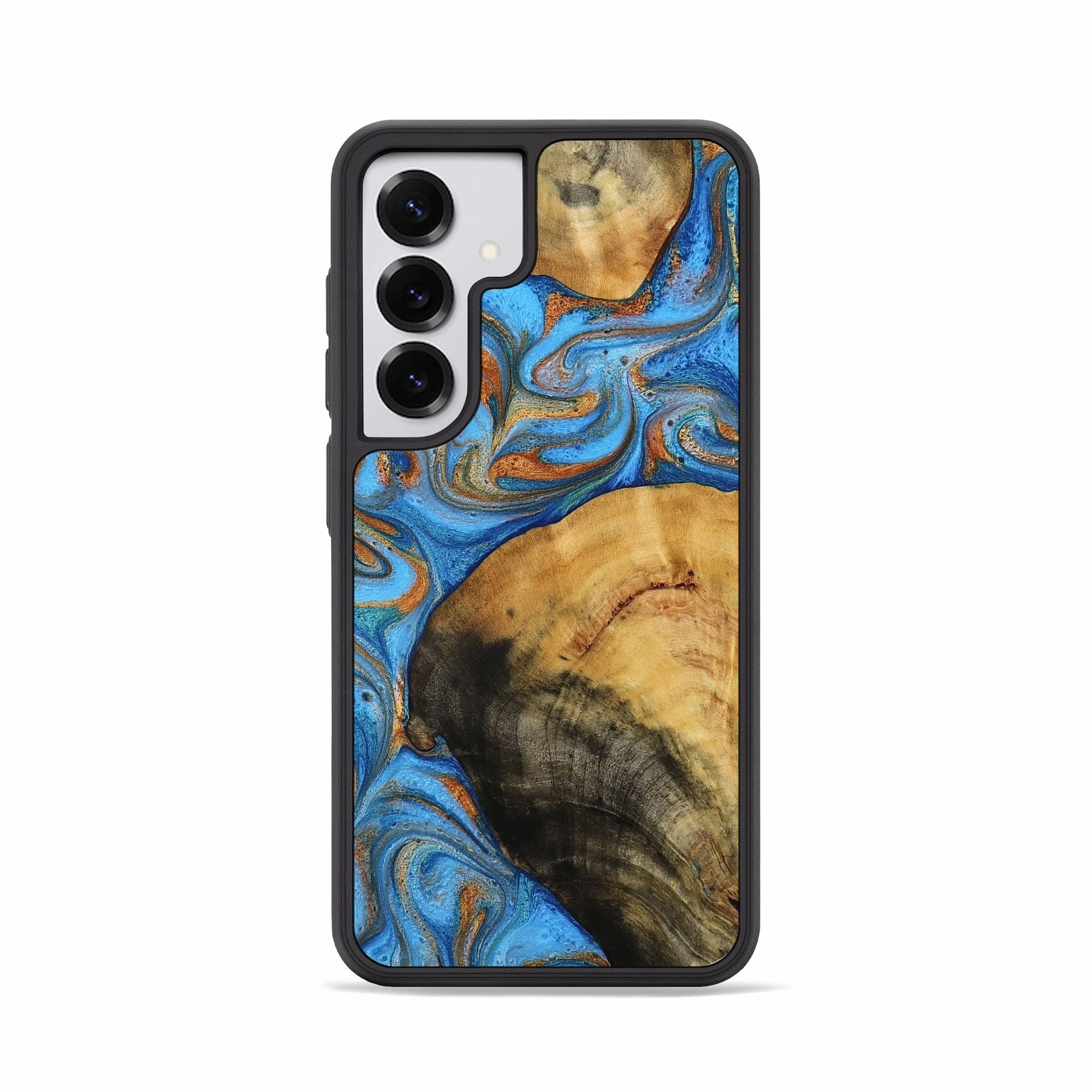 Dustproof Cover Slim Screen Protector Galaxy S25 Wood Phone Case - Starr (Teal & Gold, 776540)