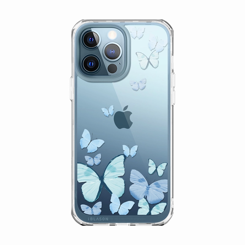 Reinforced Corners Drop Resistant Iphone 13 Pro Max Halo Case - Butterfly Blue