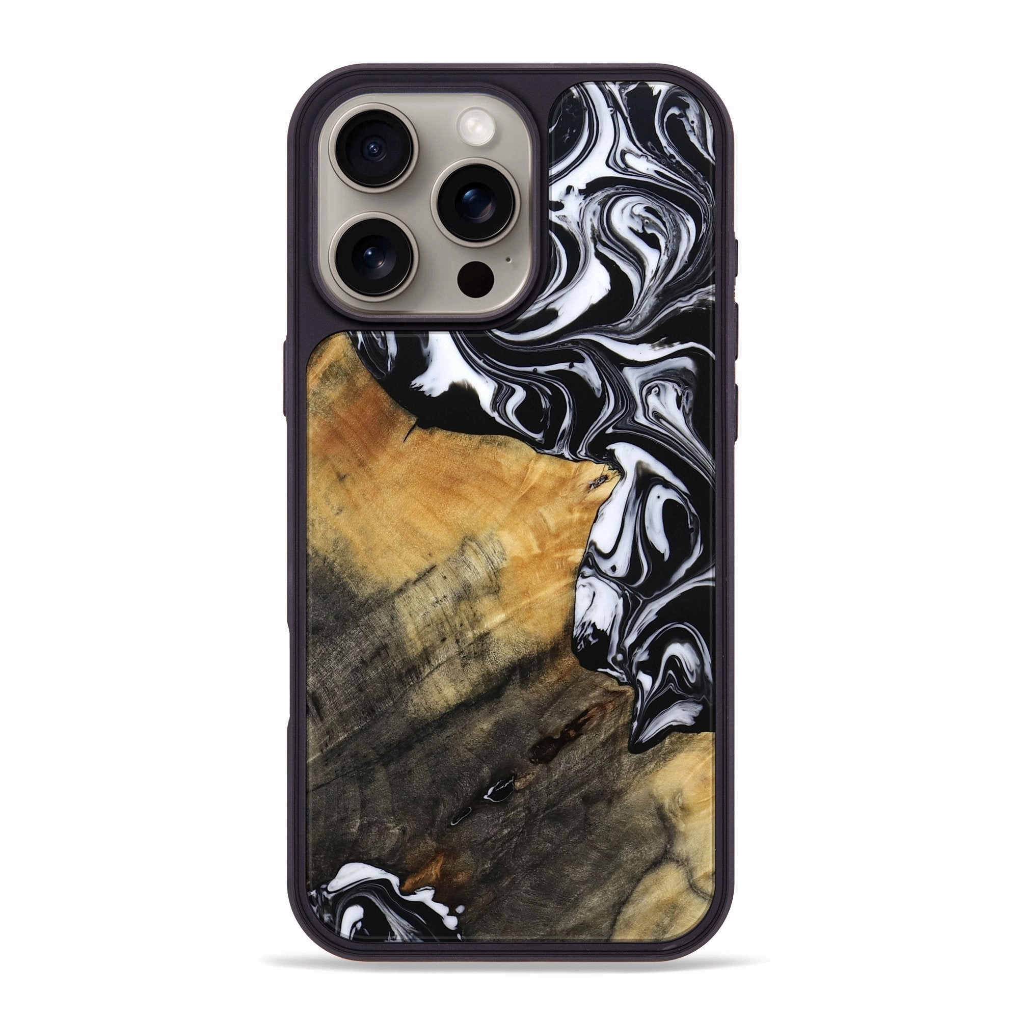 Anti Glare Film Shock Proof Film Iphone 16 Pro Max Wood Phone Case - Wylder (Black & White, 770079)