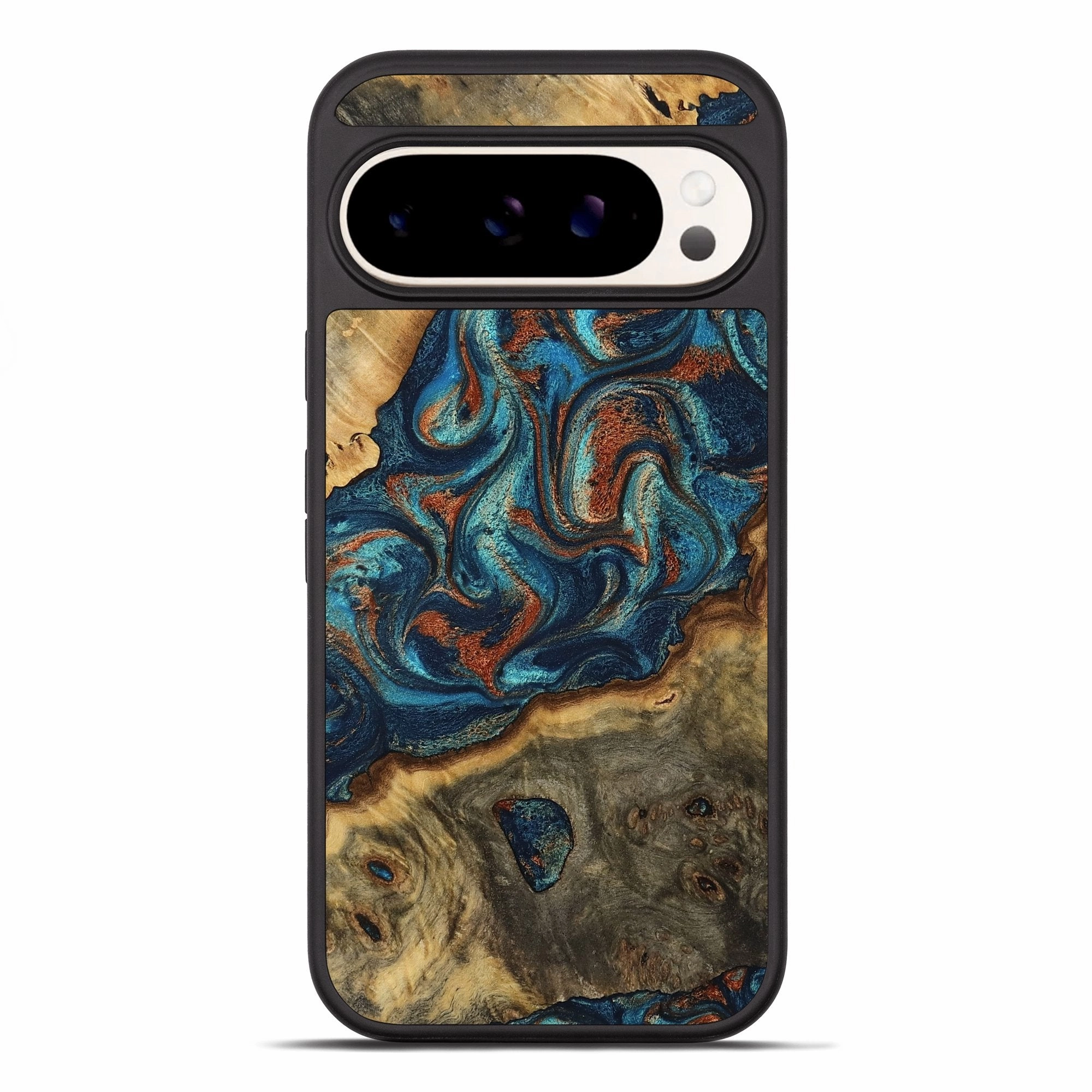 Fingerprint Repellent Pixel 10 Pro Xl Wood Phone Case - Amyra (Teal & Gold, 778802)