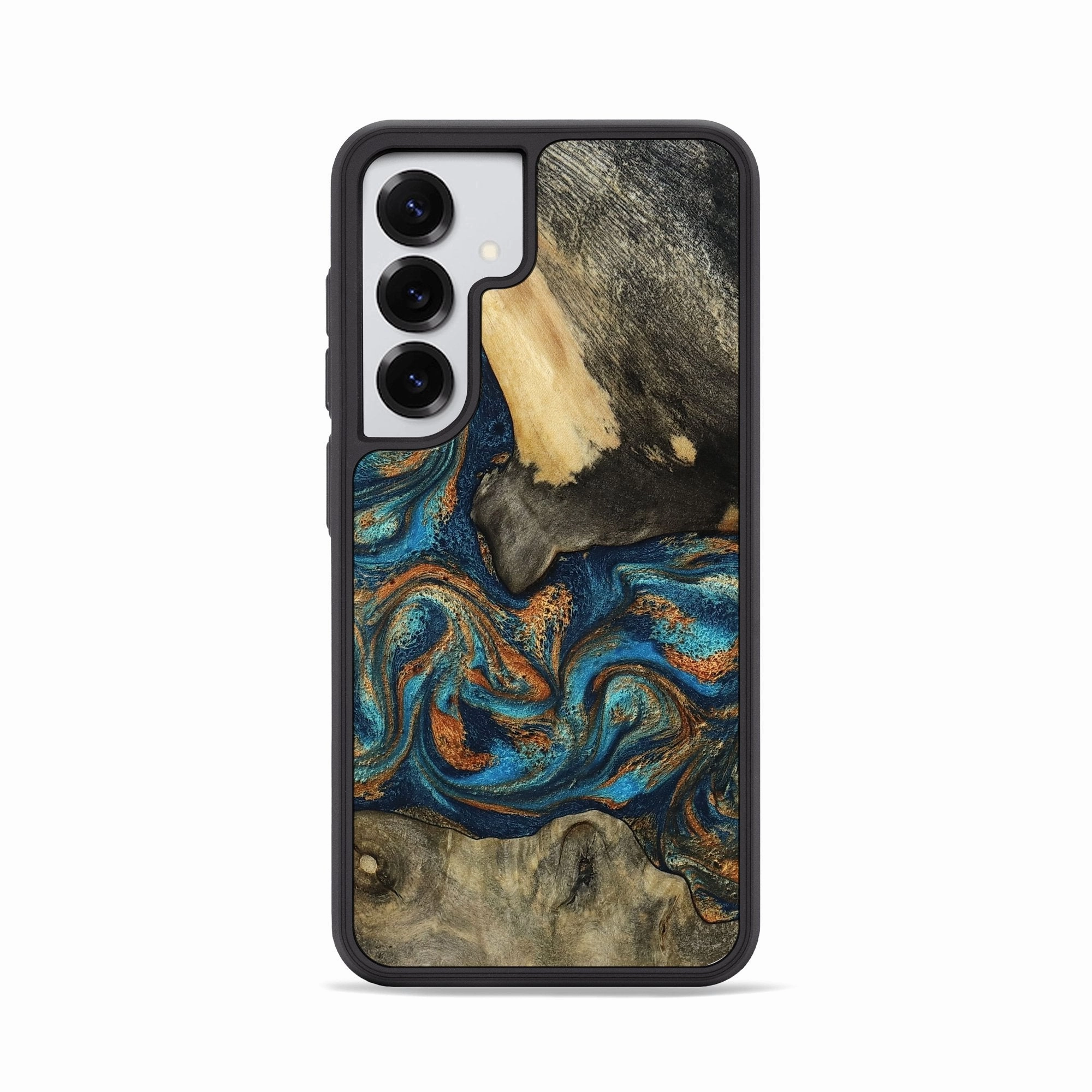 Galaxy S25 Wood Phone Case - Johnna (Teal & Gold, 781673) Smooth Touch Film