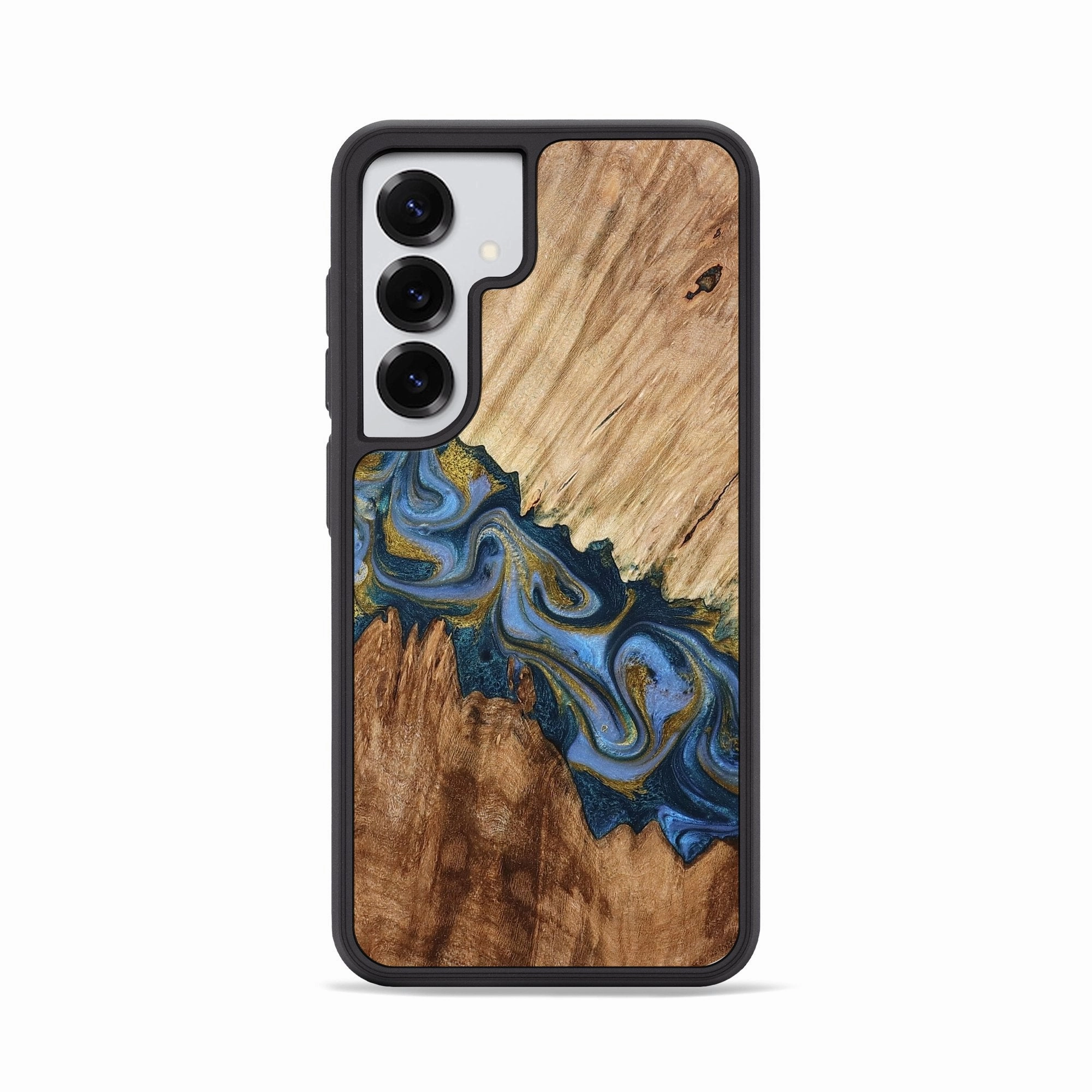 Crystal Clear Ultra Slim Protector Galaxy S25 Wood Phone Case - Kaizen (Teal & Gold, 778188)