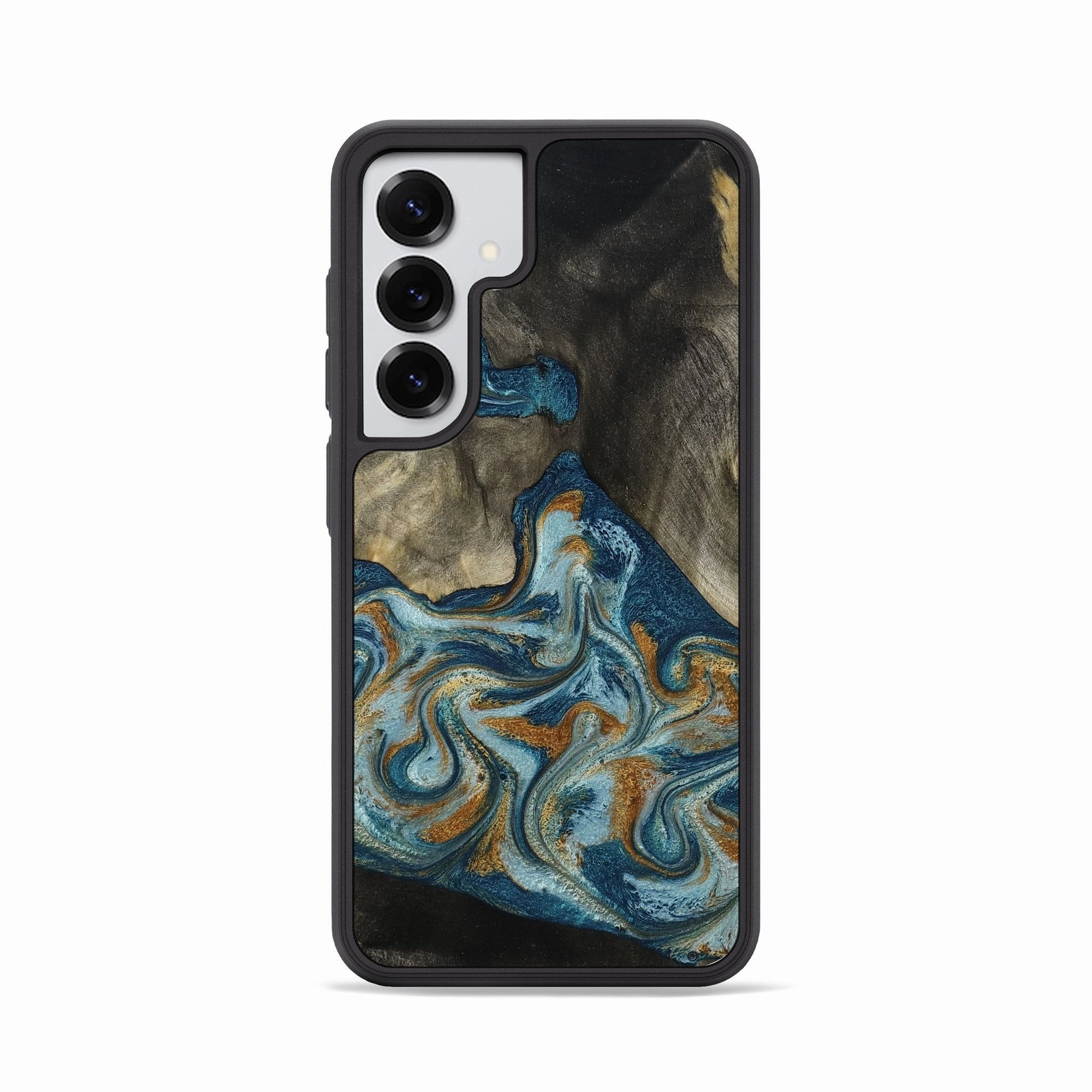 Slim Screen Protector Bubble Free Installation Galaxy S25 Wood Phone Case - Rowland (Teal & Gold, 781338)
