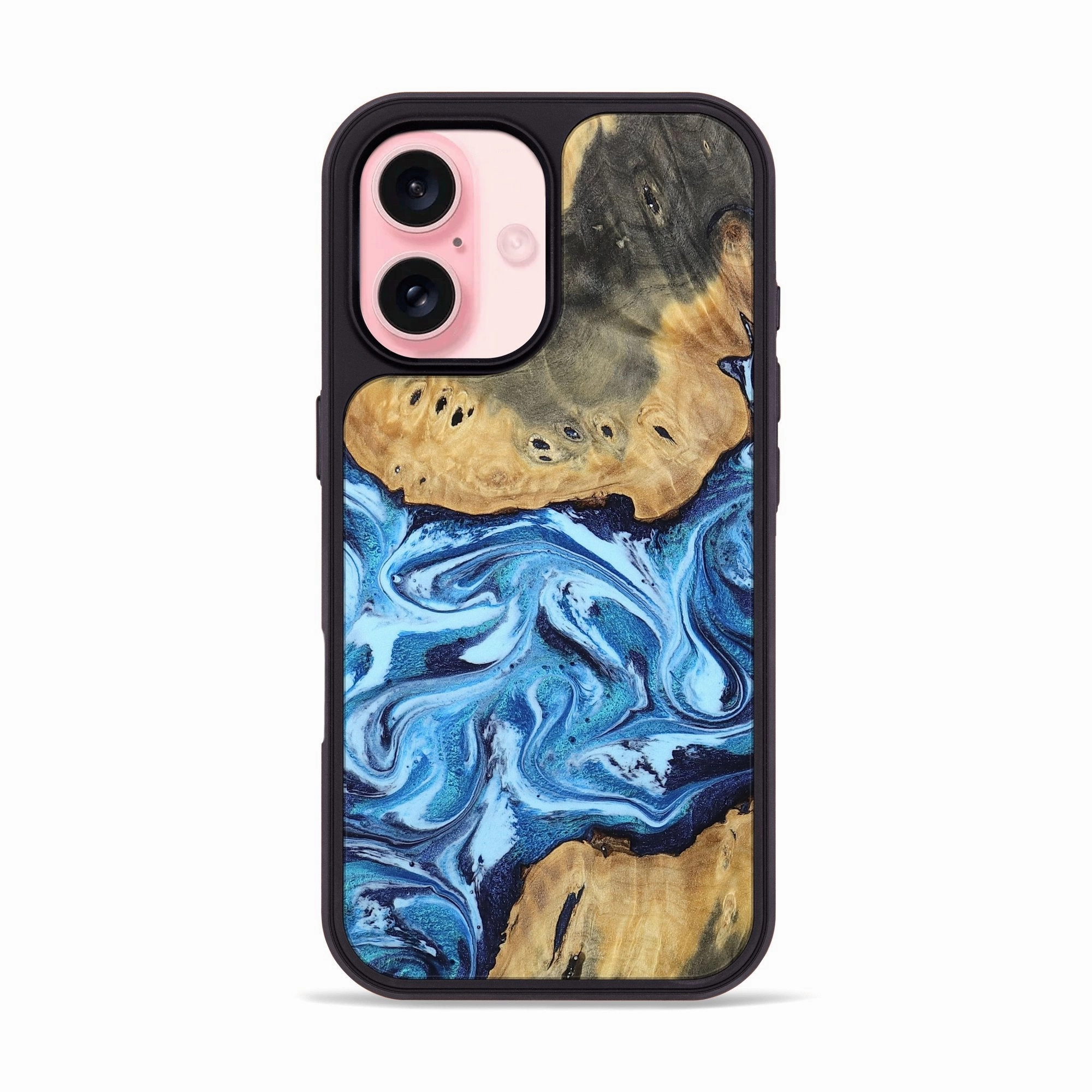 Iphone 16 Wood Phone Case - Karla (Blue, 762588) Oleophobic Coating