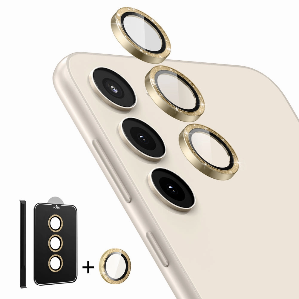 Tempered Glass Camera Lens Protector For Galaxy S23/S23 Plus-Glitter Gold Scratch Resistant Glass