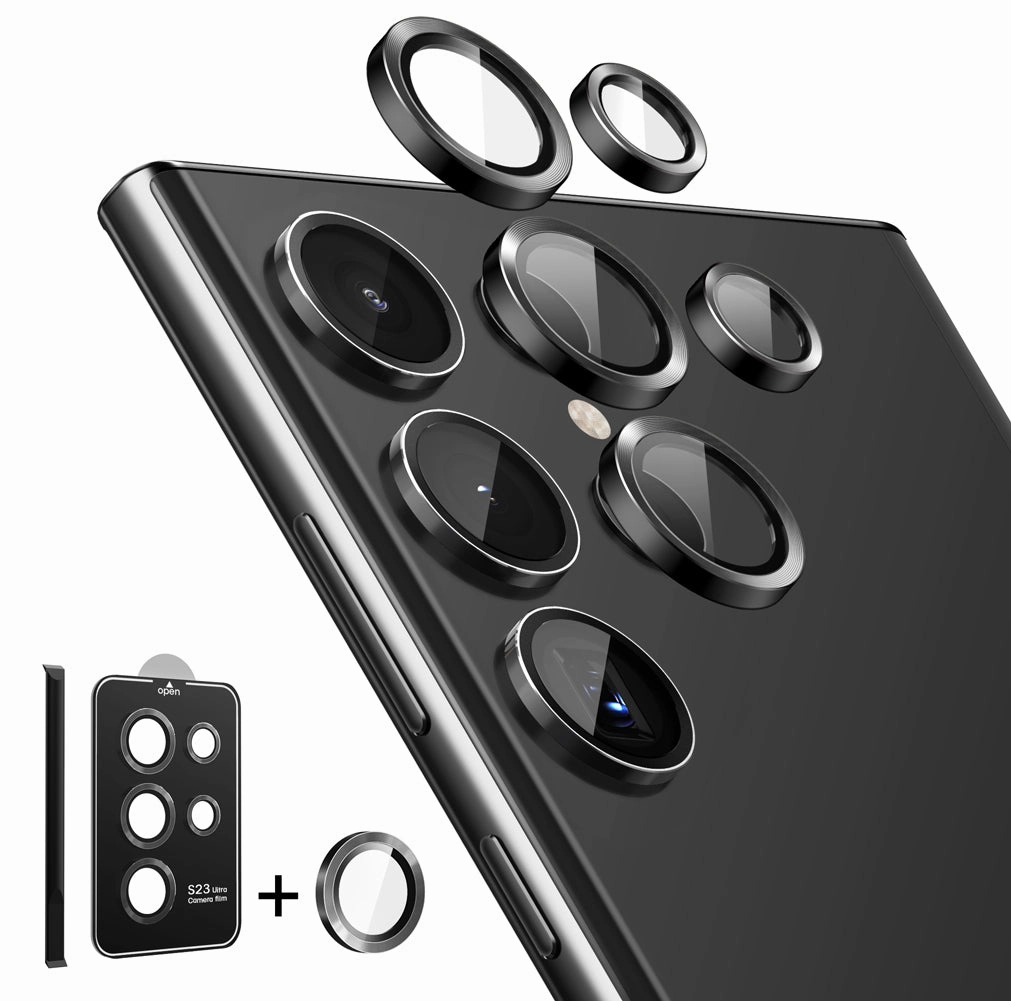 Tempered Glass Camera Lens Protector For Galaxy S23 Ultra-Black Ultra Slim Protector Anti Reflection Coating