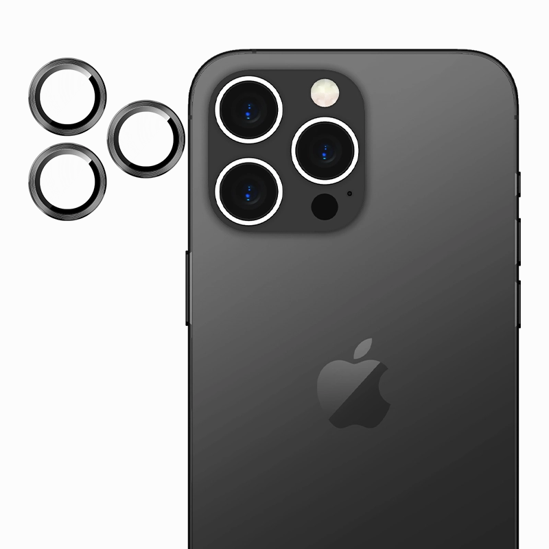 Easy Apply Tempered Glass Camera Lens Protector For Iphone 15 Pro-Black