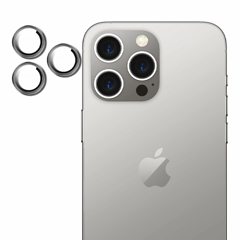 Anti Finger Oil Coating Impact Resistant Tempered Glass Camera Lens Protector For Iphone 15 Pro-Silver