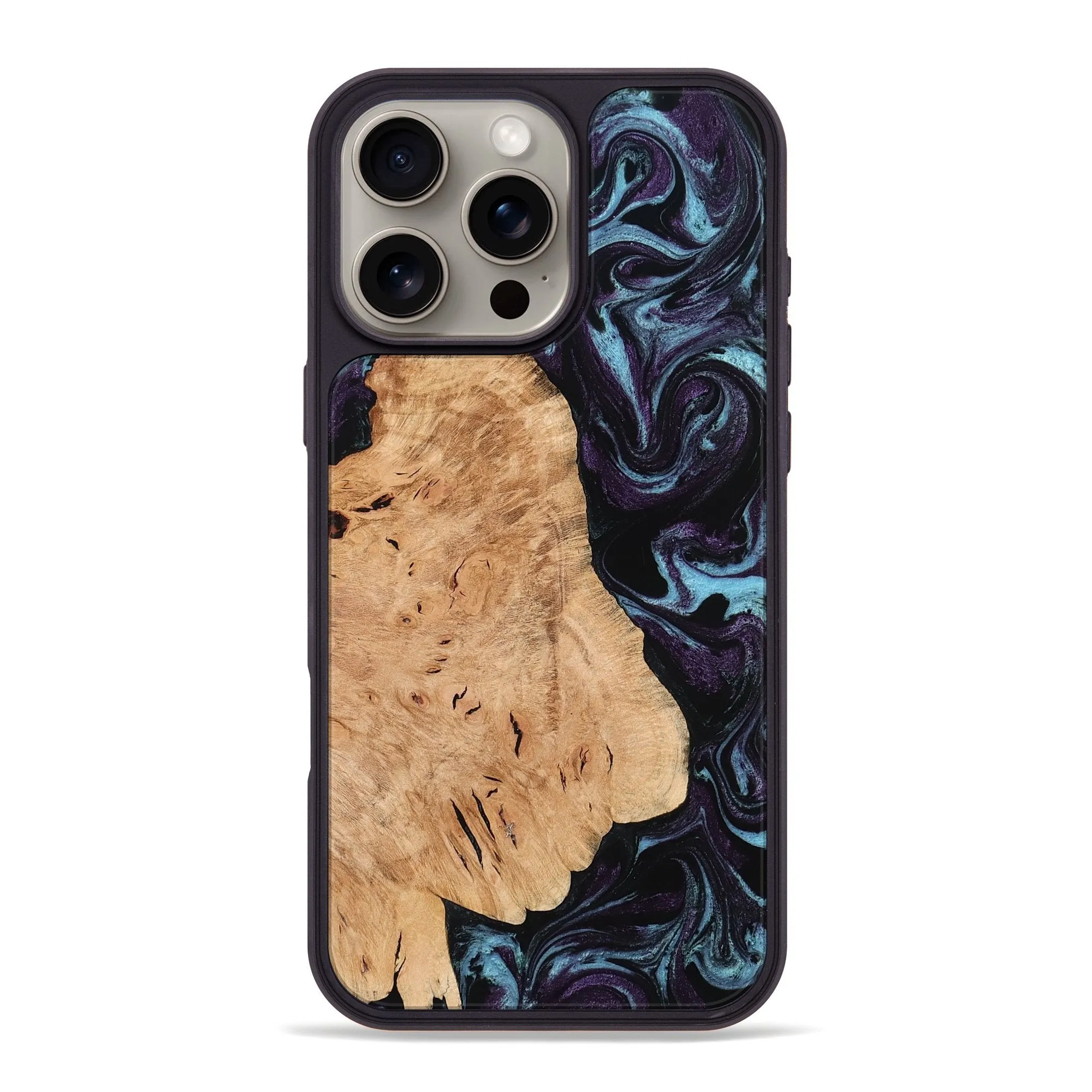 Scratch Resistant Shock Guard Iphone 16 Pro Max Wood Phone Case - Ailani (Purple, 778954)