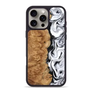 Iphone 16 Pro Max Wood Phone Case - Nira (Black & White, 775402) Rounded Edges