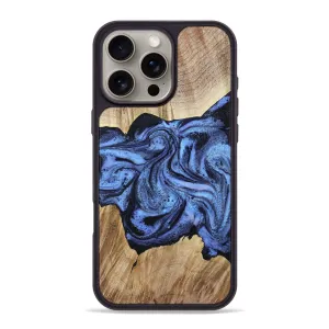 Iphone 16 Pro Max Wood Phone Case - Adrien (Blue, 780066) Anti Finger Streak Shatterproof Glass