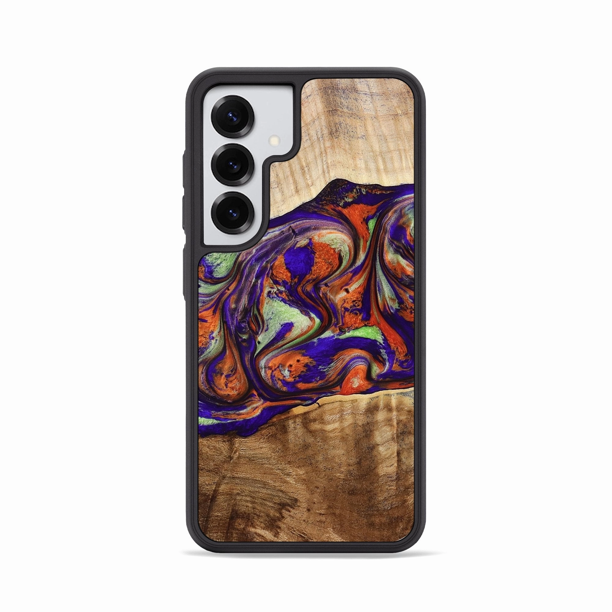 Anti Yellowing Case Friendly Glass Galaxy S25 Wood Phone Case - Jaliyah (Purple, 778806)