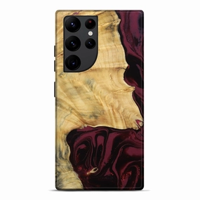 Galaxy S22 Ultra Wood Live Edge Phone Case - Ardith (Red, 780479) Anti Blue Light Shatterproof Glass