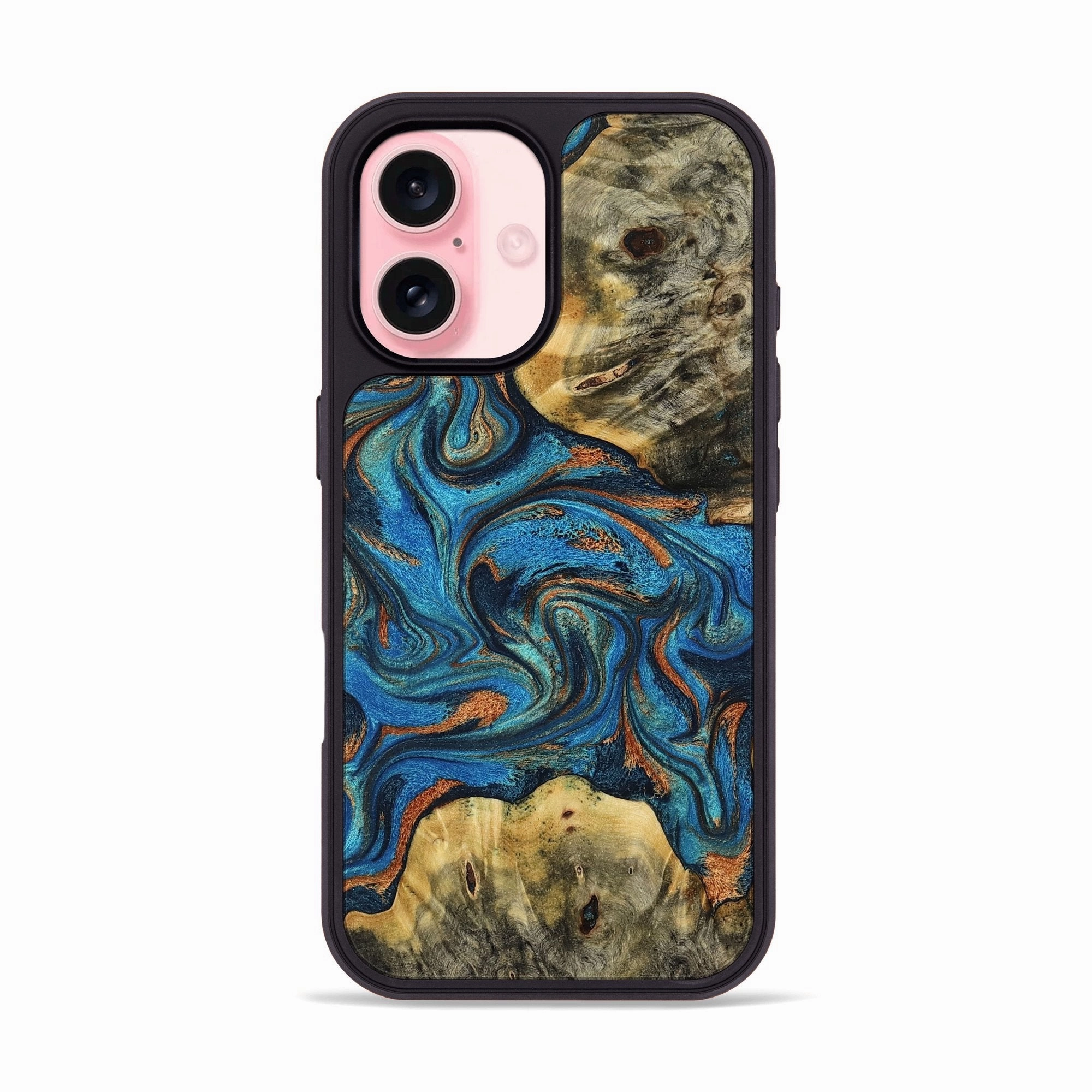 Iphone 16 Wood Phone Case - Wilber (Teal & Gold, 776772) Impact Resistant