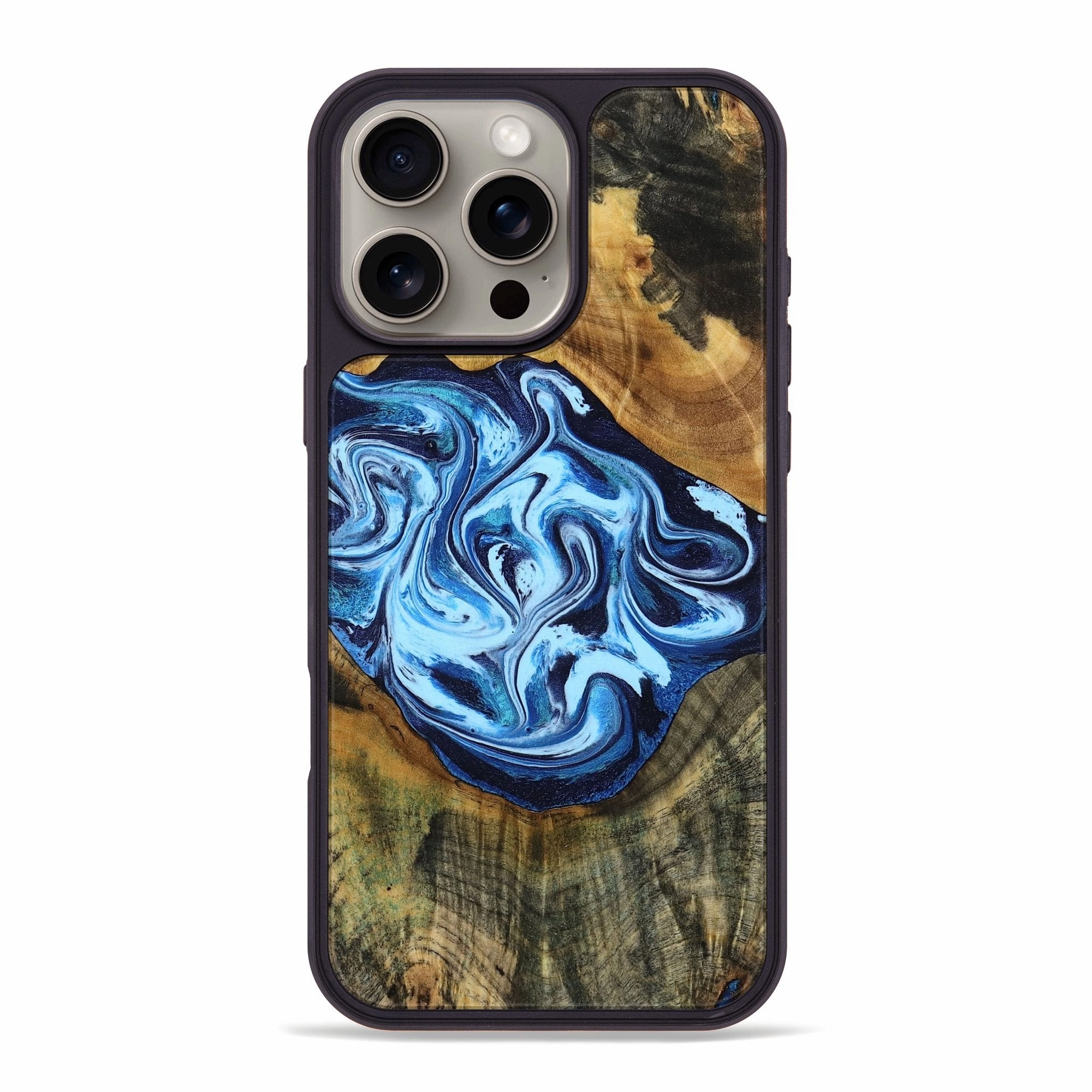 Iphone 16 Pro Max Wood Phone Case - Kadijah (Blue, 763713) Anti Blue Light