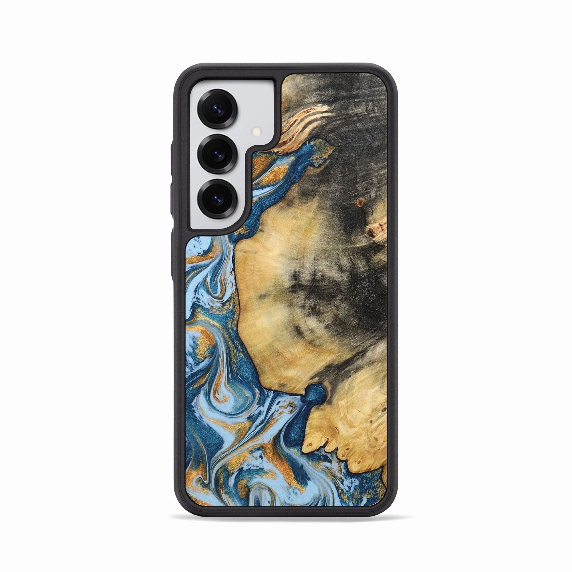 Galaxy S25 Wood Phone Case - Truett (Teal & Gold, 781695) Anti Glare Anti Finger Oil