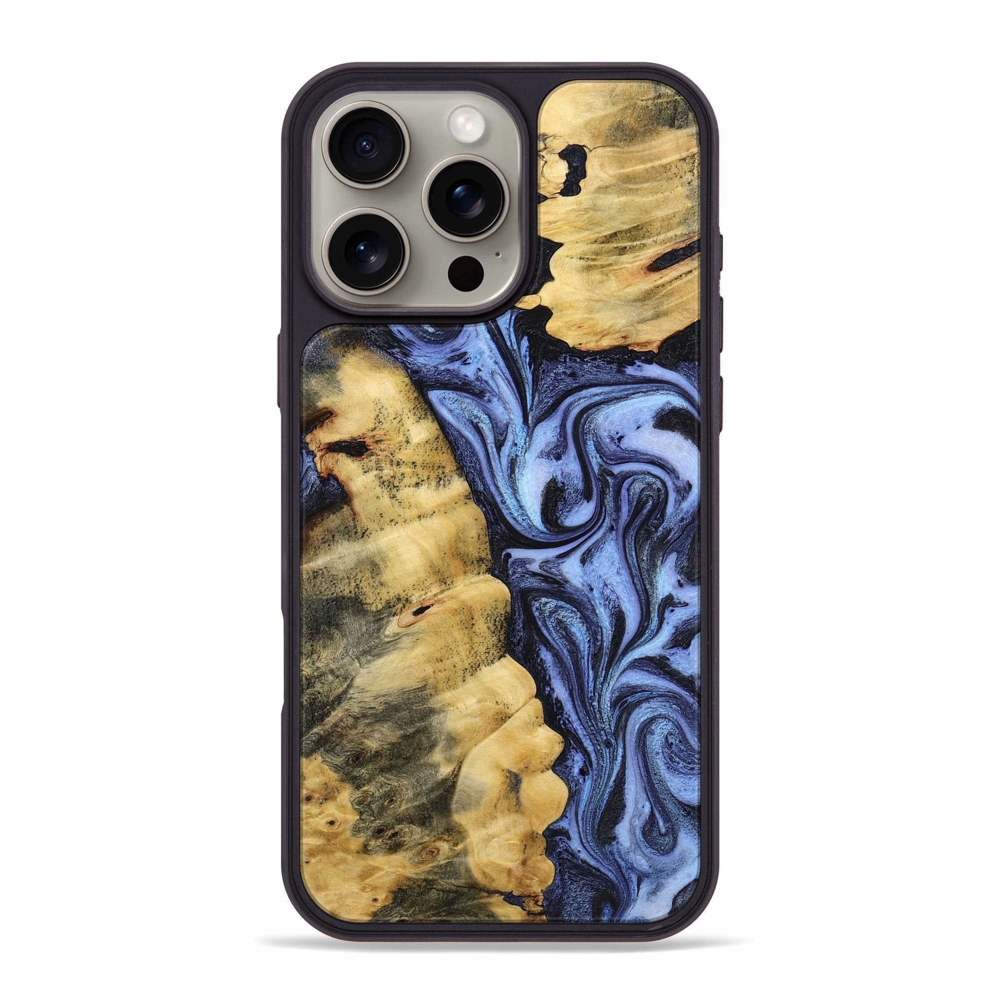 Iphone 16 Pro Max Wood Phone Case - Kobe (Blue, 773195) Anti Yellowing Film
