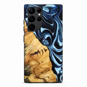 Anti Spy Film Galaxy S22 Ultra Wood Live Edge Phone Case - Syreeta (Blue, 776889)