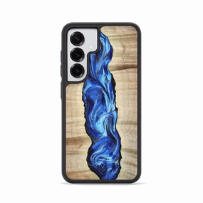 Anti Finger Smear Easy Installation Galaxy S25 Wood Phone Case - Janene (Blue, 777913)