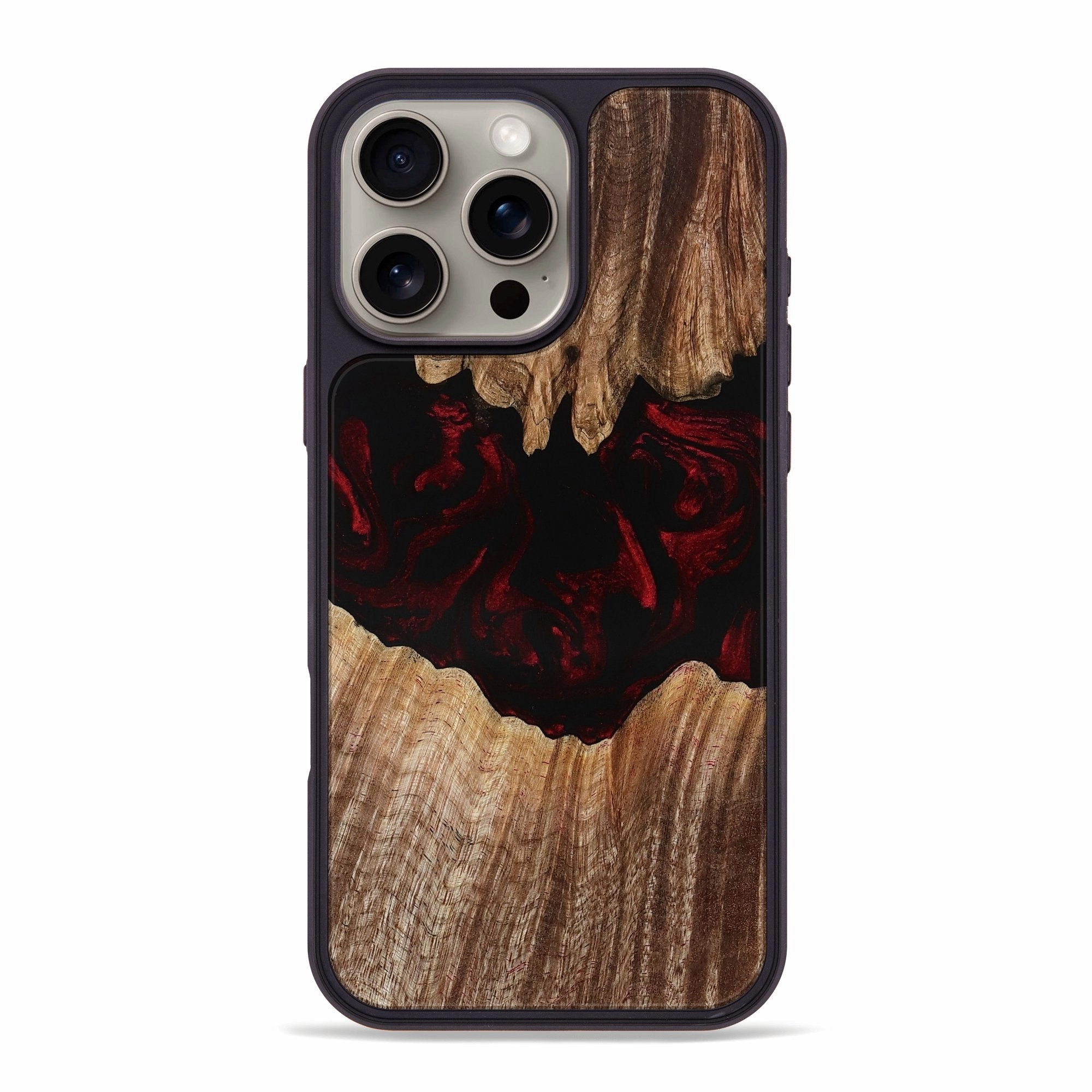 Anti Reflection Shock Absorption Iphone 16 Pro Max Wood Phone Case - Bonny (Red, 770092)