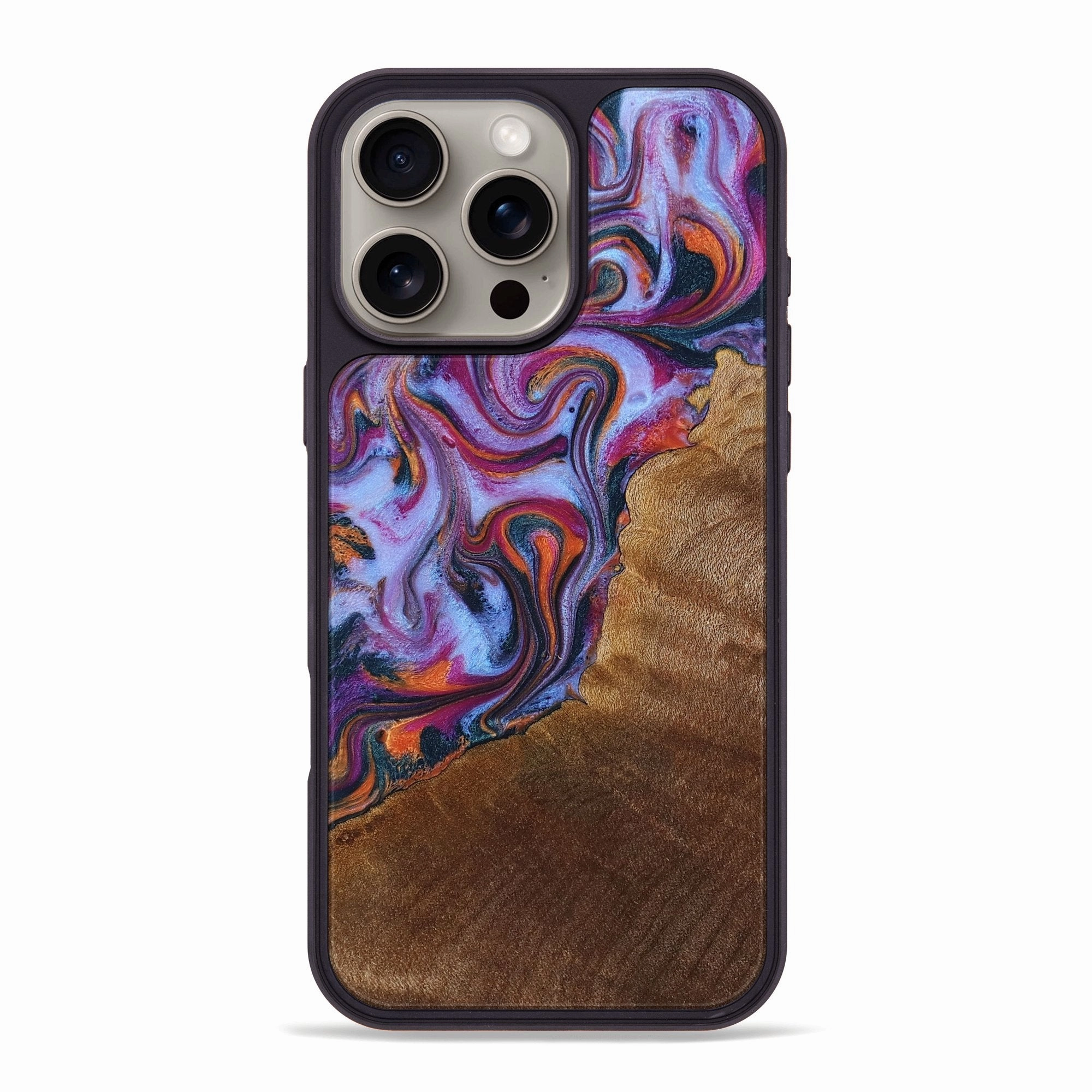 Iphone 16 Pro Max Wood Phone Case - Hilton (Blue, 772227) Anti Glare Film Tempered Screen Protector