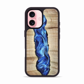 Iphone 16 Wood Phone Case - Janene (Blue, 777913) Anti Finger Smudge